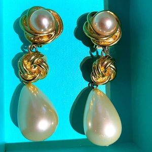 Vintage clip on drop earrings